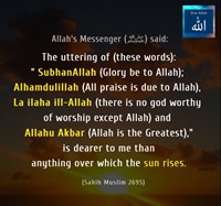 Uttering of best words - SubhanAllah, alhamduliLlah, la ilaha ill-Allah, Allahu Akbar - Sahih Muslim - 2695